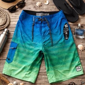 NWT OceanCurrent Men’s Size 30 Blue Green Surfing Board-shorts Swim Bathing-suit